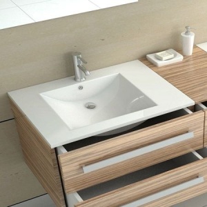 Chiuveta incastrata REA DAFNE 70, Dimensiuni 46.5 cm x 71.5 x 17 cm, Ceramica Sanitara, gaura baterie, Alb - Img 3