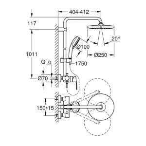 Coloana de dus cu baterie monocomanda Grohe Tempesta Cosmopolitan 250 - Img 5