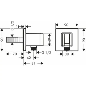 Cot conector cu suport para dus Hansgrohe Fixfit negru mat - Img 2