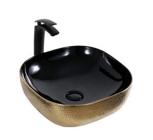 Lavoar Atlanta negru-auriu, 42,5 x 42,5 x 14,5 cm - Img 1