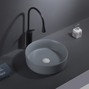 Lavoar De Blat PRO VERONA, Dimensiuni 36 X 36 X 12 Cm, Forma Rotunda, Ceramica Sanitara, Gri Inchis - Img 4