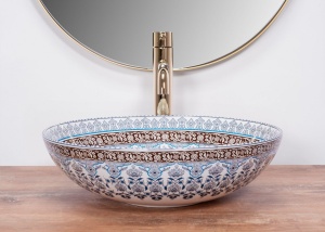 Lavoar de blat REA ARTE BLUE, Forma Rotunda, Ceramica sanitara - Img 2