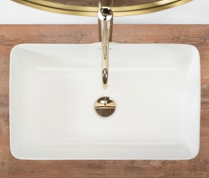 Lavoar De Blat REA BERTA 55 WHITE, Dimensiuni 55 X 35.5 X 14.5 x 12 Cm, Montaj Pe Blat, Design Deosebit, Ceramica Sanitara, Alb - Img 5