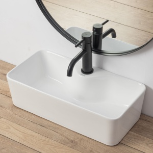 Lavoar de blat REA MERY, 50.5x 25x 14 cm, Montaj Pe Blat, Design Deosebit, Forma Dreptunghiulara, Ceramica Sanitara, Alb - Img 2