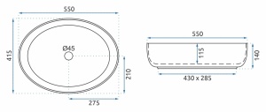 Lavoar De Blat REA QUEEN WHITE, Dimensiuni 55 X 41.5 X 14 Cm, Montaj Pe Blat, Design Deosebit, Forma Ovala, Ceramica Sanitara, Alb - Img 4