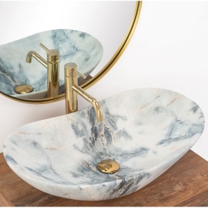 Lavoar De Blat REA ROYAL Granit Mat, Dimensiuni 60.5 X 36 X 10 Cm, Forma Ovala, Ceramica Sanitara - Img 5