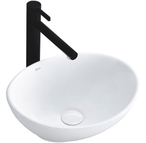 Lavoar De Blat REA SOFIA WHITE, Dimensiuni 41 X 34.5 X 15 Cm, Montaj Pe Blat, Design Deosebit, Forma Ovala, Ceramica Sanitara, Alb - Img 1