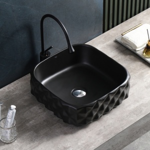 Lavoar pe blat, Pearl, Material Ceramica, Negru Mat, Dimensiune 40X40X15 cm - Img 4