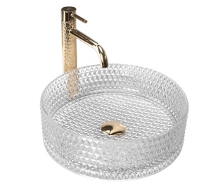 Lavoar pe blat REA Cristal Transparent,diametrul 35,5 x 11,5 cm - Img 1