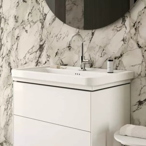 Lavoar pe mobilier Ideal Standard Atelier Calla alb lucios 87 cm cu orificiu baterie si preaplin - Img 6