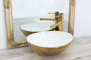 Lavoar pentru blat Alb Auriu Sofia, Dimensiune 41.5x33.5x13.5 cm - Img 6