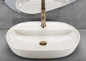 Lavoar pentru blat Rea Aura ,Dimensiune 61cm, Culoare Ecru Shiny - Img 2