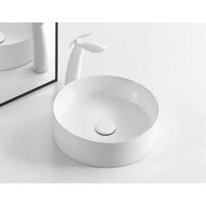 Lavoar PRO VERONA White, 36x36x12 cm, montaj pe blat, forma rotunda, ceramica sanitara, Alb - Img 5