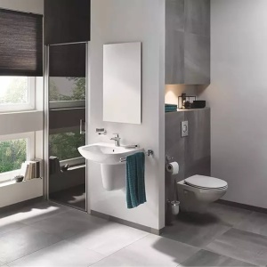 Lavoar suspendat Grohe Bau Ceramic 60 cm alb lucios - Img 2