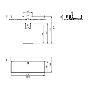 Lavoar suspendat Ideal Standard Atelier Extra alb lucios 100 cm cu orificiu preaplin - Img 11
