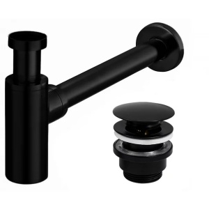 Pachet lavoar pe blat Rea Mesa alb 53.5 cm, baterie lavoar Rea Lungo negru si ventil lavoar Click-Clack negru - Img 7