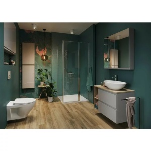 Pachet vas wc suspendat Cersanit Moduo, capac softclose si set dus igiena intima negru cu baterie incastrata Invena Bidetta - Img 6
