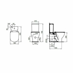 Rezervor pe vas wc Ideal Standard Tesi cu alimentare inferioara - Img 2