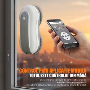 Robot Curatare Geamuri, SeveShop®, Robot Spalat Geamuri Cu Pulverizare Apa Bidirectionala, Stergator Electric Ultra-Subtire Pentru Sticla, Aspirator Geamuri Cu Control APP Si Telecomanda, Tehnologie iAdapt, Protectie Cvadrupla, Alb - Img 10