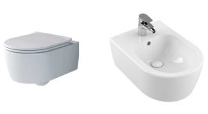 Set baie Villeroy & Boch: Vas WC suspendat Soul cu capac soft close + Bideu suspendat Avento, alb