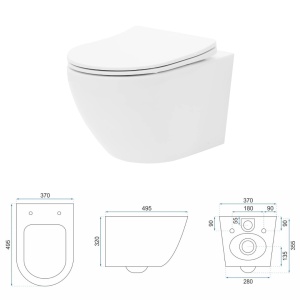 Set Bideu REA CARLO MINI Si Vas WC REA CARLO FLAT MINI RIMLESS, Montaj Suspendat, Ceramica Sanitara, Capac Soft-Close Inclus, Alb - Img 12