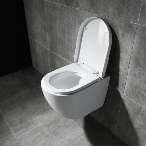 Set Bideu si Vas WC PRO GEBERIT, montaj suspendat, Vas WC VERONA Minerva RIMLESS + Bideu + Capac Soft-Close Inclus STANDARD + Cadru + Clapeta - Img 4