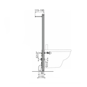 Set Bideu si Vas WC PRO GROHE, montaj suspendat, ceramica sanitara, Vas WC Fluminia Minerva RIMLESS +Bideu +Capac Soft-Close Inclus +Cadru + Clapeta Negru Matt Patrat - Img 6