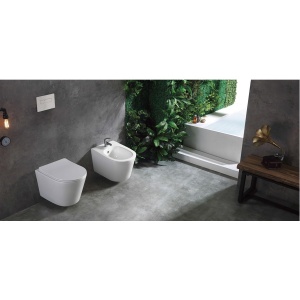 Set Bideu SLIM si Vas WC PRO SONATA Clementina RIMLESS, montaj suspendat, ceramica sanitara, Capac Soft-Close inclus - Img 3