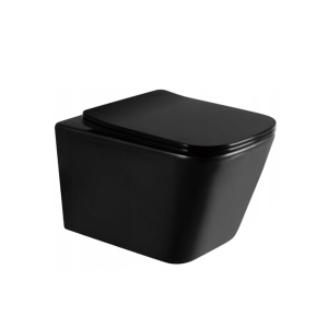 Set GEBERIT Vas WC IMPERIA RIMLESS + Capac Soft-Close SLIM Inclus + Cadru + Clapeta, Montaj Suspendat, Ceramica Sanitara, Negru Mat - Img 3