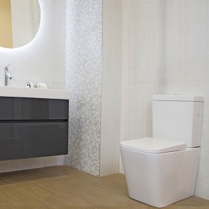 Set vas WC Fluminia, Paris, stativ, BTW, rimless cu rezervor si capac soft-close si easy off inclus - Img 5