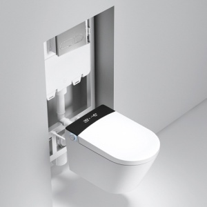 Set vas WC Smart ,cu functie bideu, Buton Crom, cadru inclus - Img 2