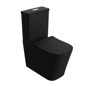 Set WC monobloc Spectrum, Terra Black, Rimless Protect, cu capac ??i rezervor, 37x64 cm, negru mat