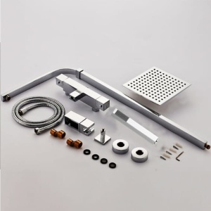 Sistem Complet De Dus Slim PRO 7301 Crom, Montaj Pe Perete, Para Patrata Tip Ploaie 20x20 Cm, 2 Functii De Curgere A Apei, Finisaj Crom - Img 4