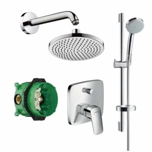 Sistem de dus Hansgrohe Design Croma Logis cu palarie de dus crom
