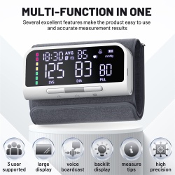 Tensiometru Fara Fir SeveShop pentru Uz Casnic, Reincarcabil, Usor de Utilizat, Cu Aplicatie Gratuita pentru iOS/Android, Apple Health si Google Fit, Monitorizare Tensiune Arteriala Precisa cu Display LED, Design Ergonomic si Elegant, Alb Lucios - Img 2