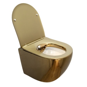 Vas de WC suspendat rimless cu capac soft-close MIZU ?? Auriu lucios - Img 4