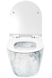 Vas WC REA CARLOS slim Rimless, Alb,lucios,suspendat, ceramica sanitara, 49 x 37 x 33 cm, imitatie marmura - Img 2