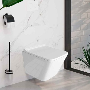 Vas WC suspendat din ceramica model rimless capac inclus din duroplast Spectrum Lima 3.0 Tornado Flush 34 x 48.5 cm alb - Img 4