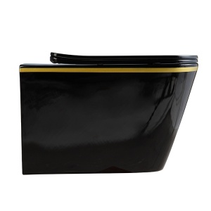 Vas Wc suspendat Rain Rimless Black Gold Edge , capac soft-close inclus - Img 2