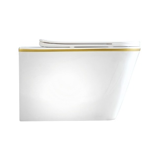 Vas Wc suspendat Rain Rimless Gold Edge , capac soft-close inclus - Img 2