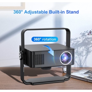 Videoproiector Inteligent Portabil, SeveShop® HM102, Full HD 1080p, Suport 4K, WiFi, Bluetooth, Android, iOS, Screen Mirroring, Autocorectie Keystone, Stand Reglabil 360°, Boxa 5W, Consum Redus, Design Compact, Negru