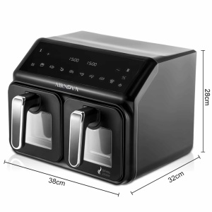 Air fryer AIRNOVA® BiFritto 9.4L, 2200W, Friteuza cu aer cald, 2 compartimente, Negru - Img 4