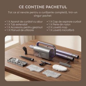 Aparat Curatat Aburi SeveShop® SC-06 1200W, Mop Cu Aburi Portabil 7 m Cablu, Incalzire Rapida 15s, Mop Electric Multifunctional 400ml, Abur, Curatare Fara Detergenti Pentru Gresie, Parchet, Covoare, Aparat Curatat Aburi Profesional, Galben - Img 8