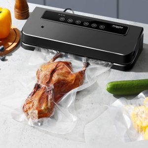 Aparat de Vidat si Sigilat Alimente SeveShop, 110W, Bara de Lipire 30 cm, 10 Pungi Incluse, Functie Vidare Umeda/Uscata, Sigilare Dubla, Vidare Caserole si Muraturi, Rola de 3m, 12L/min, Design Eficient pentru Conservare, Negru/Argintiu - Img 2