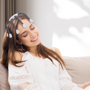 Aparat masaj electric Seve Shop pentru scalp, cap, cu 10 contacte de vibratie, 4 moduri, masaj portabil fara fir pentru cap pentru relaxare si tensiune, somn profund, marime unica - Img 2