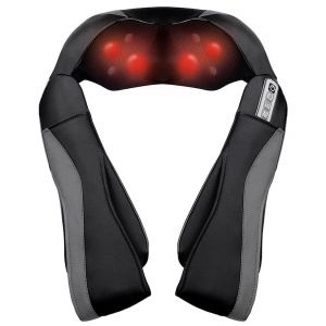 Aparat Profesional pentru Masaj SeveShop, Masaj Shiatsu 3D cu Functie de Caldura, 8 Noduri de Masaj Bidirectionale, Viteze Reglabile, Terapie cu Infrarosu, Design Ergonomic, Pentru Spate, Gat, Umeri, Corp, Negru Obsidian