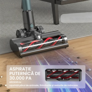 Aspirator Vertical, SeveShop®, P11 Pro 4 in 1 cu Putere 30000Pa, Motor 250W, Filtrare in 5 Etape cu HEPA Lavabil, Autonomie 50 Minute, Baterie Detasabila 22.2V, Perie cu LED, Sistem Anti-Incurcare, Capacitate 450ml, Tehnologie Cyclone, 1210x250x200 mm, Ve - Img 5