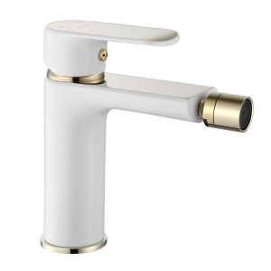 Baterie Bideu REA BLOOM WHITE GOLD, Inaltime 16 cm, Alb Lucios/Auriu