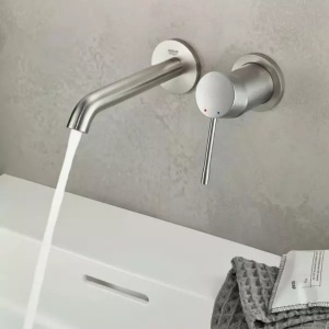 Baterie lavoar incastrata Grohe Essence 18 cm crom periat Supersteel fara corp ingropat - Img 1