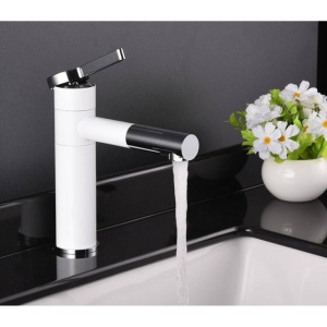 Baterie lavoar PRO ALTO Low, Montaj pe chiuveta, Capat Ajustabil, inaltime 19.5 cm, finisaj Alb - Img 6